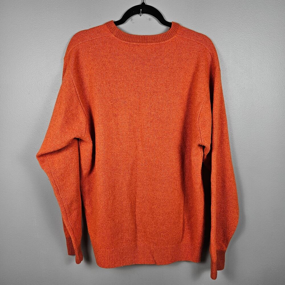 Tommy Hilfiger Mens Large Crewneck Sweater‎ Lambswool Nylon Knit Orange Pullover - Picture 2 of 6